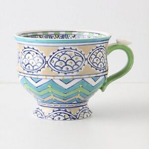 Like New! {Anthropologie} VNTG Blue Green <Loule> Pedestal Coffee Mug | Tea Cup